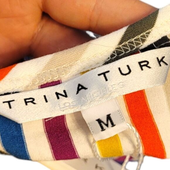 Trina Turk Flora Vista Striped Muticolor Cut Out Tank Top - Picture 4 of 6